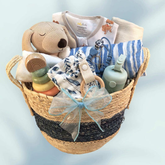 Baby's Snuggle Puppy Organic Baby Gift Basket