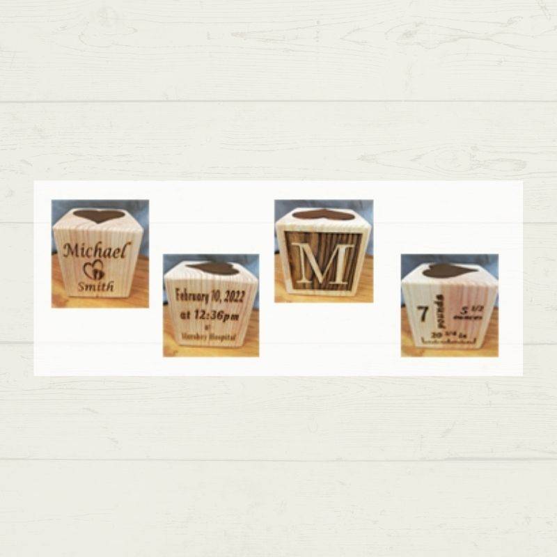 personalized wooden baby block keepsake