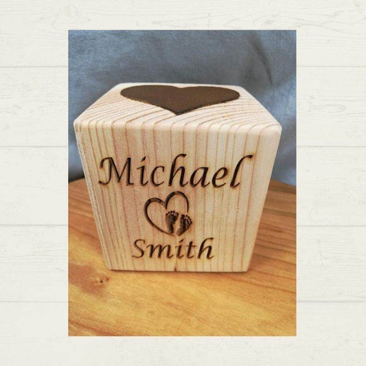 personalized wooden baby block keepsake