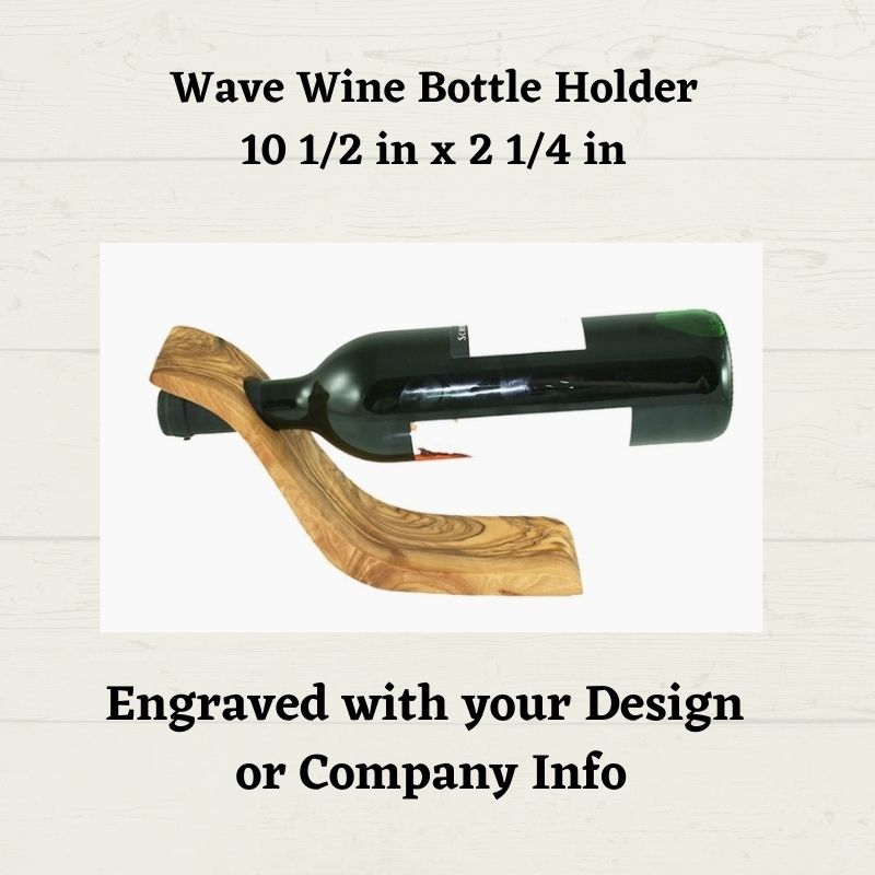 custom engraved olive wood wave bottle holder- your design